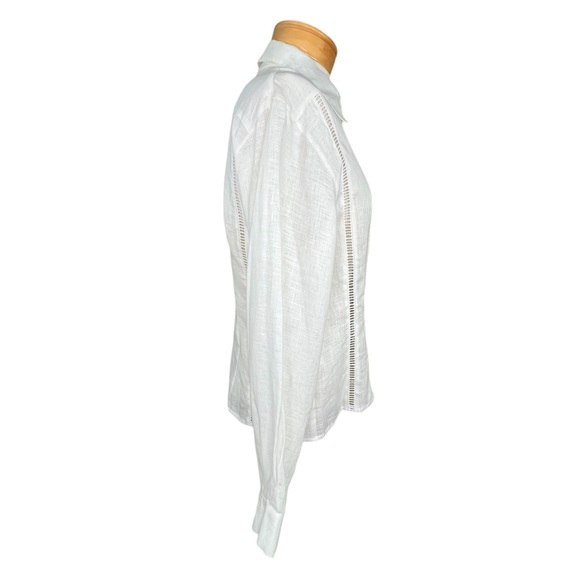 Claudio of Paris Punch Women’s Ivory Linen Blouse Crochet Detail Fr Size 1 - Picture 6 of 16